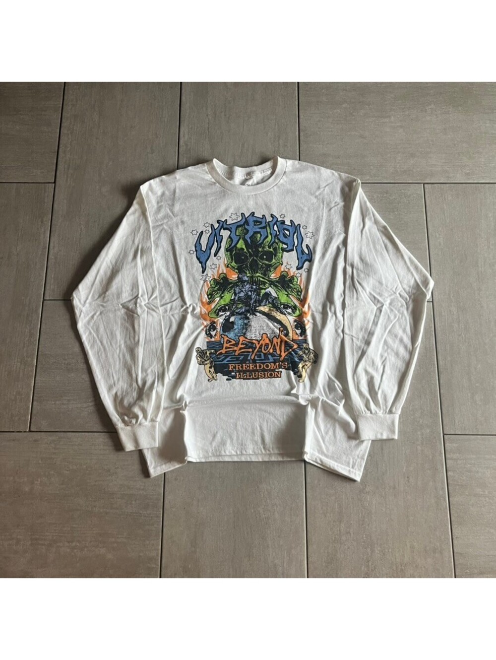 Vitriol White Graphic Long Sleeve Shirt Size Large Streetwear